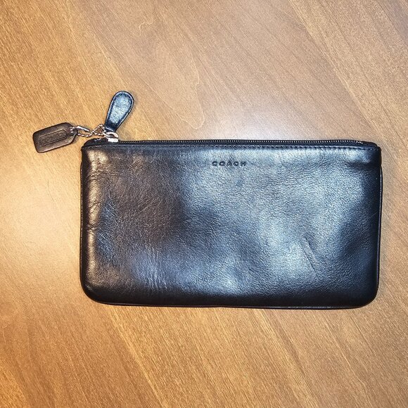 Coach Vintage Black Leather Slim Pouch - USA 90s - Picture 1 of 5